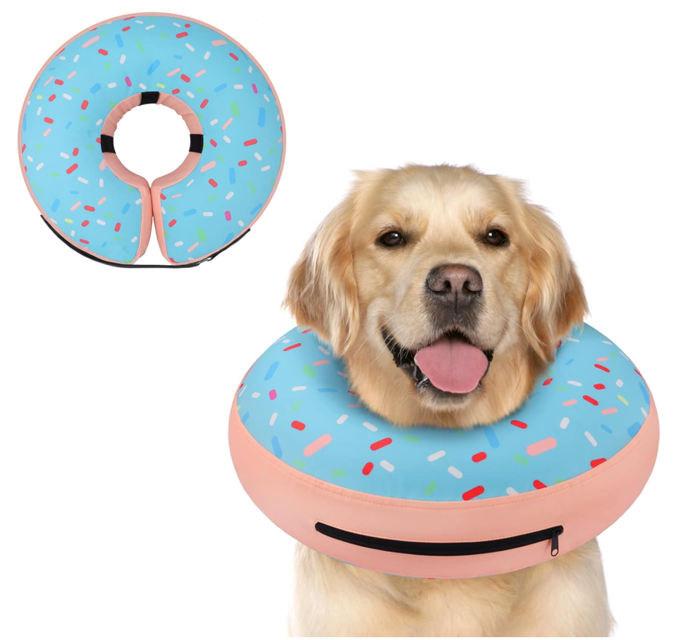 Supet Raised Inflatable Dog Cone Collar to Stop Licking, Soft Dog Cone Alternative After Surgery, Doggie Neck Donut Collar for Small Medium Large Dogs