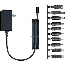 12V 2A Power Supply AC Adapter with 10 Tips, ETL Certified Regulated 12 Volt Replacement Charger Cord for LED Strip Light, CCTV Camera, BT Speaker, GPS, Webcam, Router, DC Transformer (6ft)