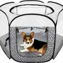 Furhaven Portable Dog Playpen Cat Tent, Pet Playground,Kennel Foldable Indoor Outdoor Zippered Puppy Crate - Gray Pebbles, Large