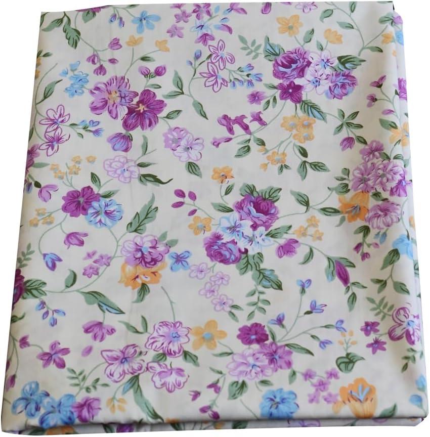 Cotton Fabric by The Yard for Sewing DIY Crafting Fashion Design Printed Floral Washable Cloth Bundles Voile;Full Width cuttable39 x 63inches (100x160cm) (Spring Purple Flowers)