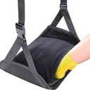 Warm Airplane Foot Hammock, Foldable Bamboo Base Foot Hammock for Plane Travel with Warm Cover, Portable Desk Foot Rest, Airplane Travel Essentials