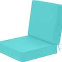 Wellsin Outdoor Deep Seat Patio Cushions, 24 x 24 Waterproof & 3-Year Fade Resistant Outdoor Cushions with Removable Covers,Ties and Handle for Chair, Sofa, Couch, Teal