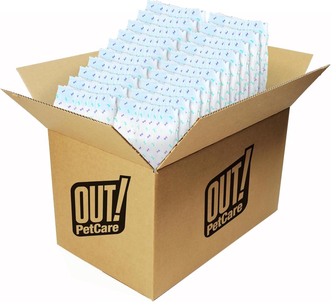 OUT! PetCare Disposable Dog Diapers Female, Potty Training, Dog Diapers, Female Doggie in Heat, Puppy Training, Incontinence, Puppy Essentials 13-18 Waist (XS/S, 96ct) OUT! PetCare Disposable Dog Diapers Female, Potty Training, Dog Diapers, Female Doggie in Heat, Puppy Training, Incontinence, Puppy Essentials 13-18 Waist (XS/S, 96ct)