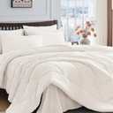 HEVUMYI Ivory Queen Comforter Set - 7-Piece All Season Bed in a Bag Queen, Ultra Soft Bedding Set with Comforter, Flat Sheet, Fitted Sheet, Pillowcases, Pillow Shams