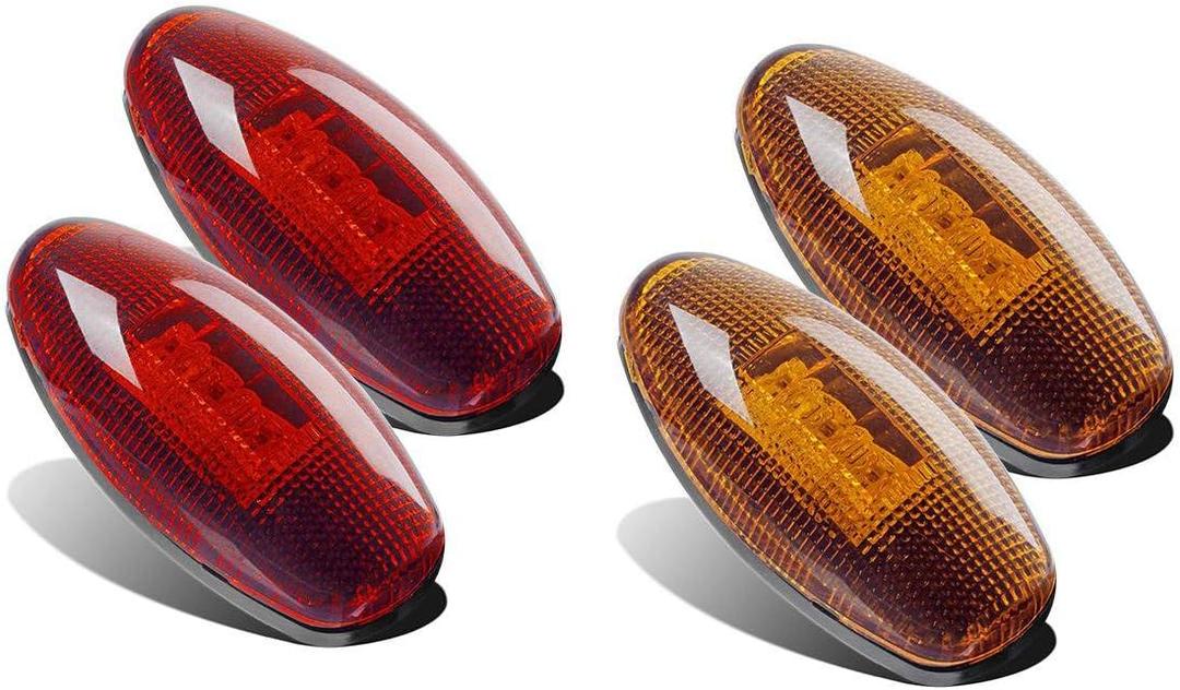 Partsam 4Pcs LED Fender Bed Side Marker Lights Set Replacement for Sierra and Silverado Dually 2500 3500 HD Dual Wheeler Trucks 1999-2013 w/ T10 Plug (2X Amber + 2X Red)