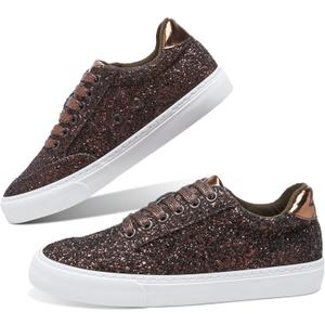 Jeekopeg Glitter Sparkly Fashion Sneakers Shoes Shiny Casual Shoes Bling Sequin Concert Low Cut Lace up Shoes 10