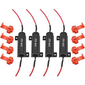 AUXLIGHT 4Pcs Quality 50W 6ohm Load Resistors - Fix LED Turn Signal Blinker/Error Code (Resistors get very hot during working) - Black