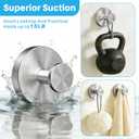 Suction Cup Hooks for Shower, Heavy Duty Towel Hooks for Walls No Damage, Suitable for Hanging Towels, Robes, Coats, Holds 15 lbs-4pack, Brushed Silver