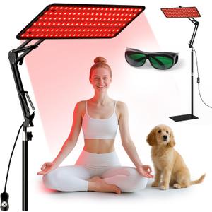 Red Light Therapy for Body and Face, 120 LED 660nm 850nm 940nm Infrared Redlight-Therapy Lamp Device with GlassesLarge Panel and Stable Stand at Home, Idea Gift for Women Mom