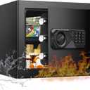 1.8 Cub Small Fireproof Safes for Home, Digital Security Home Safes Fireproof Waterproof with Programmable Keypad Keys and Alarm System, Anti-Theft Fire Safe Box for Document Money Valuables