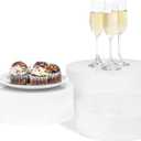 Red Co. Set of 3 Sizes (10", 8", 7") Acrylic Round Cylinder Display Nesting Riser Stands with Hollow Bottoms, Glossy White