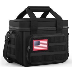 HOTOR Lunch Box for Men & Women - Insulated Lunch Bag with Multiple Pockets, Tactical Cooler Bag for Work, Hiking, Camping, Fishing, Travel, Black, 11.0" x 8.3" x 7.1"