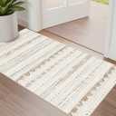 Nakagishi 2X4 Rug Washable Area Rug: Small Soft Boho Farmhouse Neutral Moroccan Non Slip Indoor Low Pile Accent Floor Throw Carpet for Bedroom Bathroom Entryway Kitchen Hallway Closet Home Door-Brown