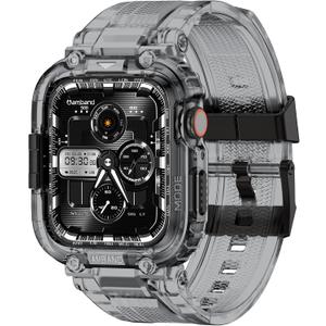 amBand Bands Compatible with Apple Watch 9/8/7 41mm, M1 Sport Series Rugged Case with TPU Strap Military Protective Tough Cover Bumper for iWatch SE3/SE2/SE/6/5/4 40mm Men Women Crystal Black
