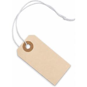Paper Tags with Strings Attached Elastic- #1, 2 3/4 x 1 3/8, Box of 500 Manila Shipping Label Tags with Elastic String and Reinforced Hole