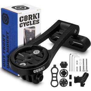 corki Cycles Adjustable Angle Out Front Stem Mounted Cycle Computer Bike Mount Compatible with Garmin Wahoo Bryton Cateye