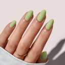 BTArtbox Press On Nails Almond - Pastel Green Short Summer Press On Nails with Glue for Women, Opaque Soft Gel Glue On Nails in 16 Sizes - 32 Stick On Nails Kit, Court Queen