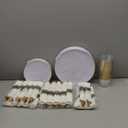 KIRE 175PCS Gold Plates Disposable - Heavy Duty White and Gold Plastic Plates Dinnerware Sets - 25 for Dinner 25 for Dessert 25 Pre Rolled Napkins and 25 Cups for Birthday/Valentine's Day/Wedding