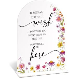 2 x You Should Be Here Wedding Memorial Table Sign, Wild Flower Arch Acrylic Wedding Signs for Reception, Love Is In Bloom Bridal Shower Floral Engagement Party Decorations, 6x8 Inch