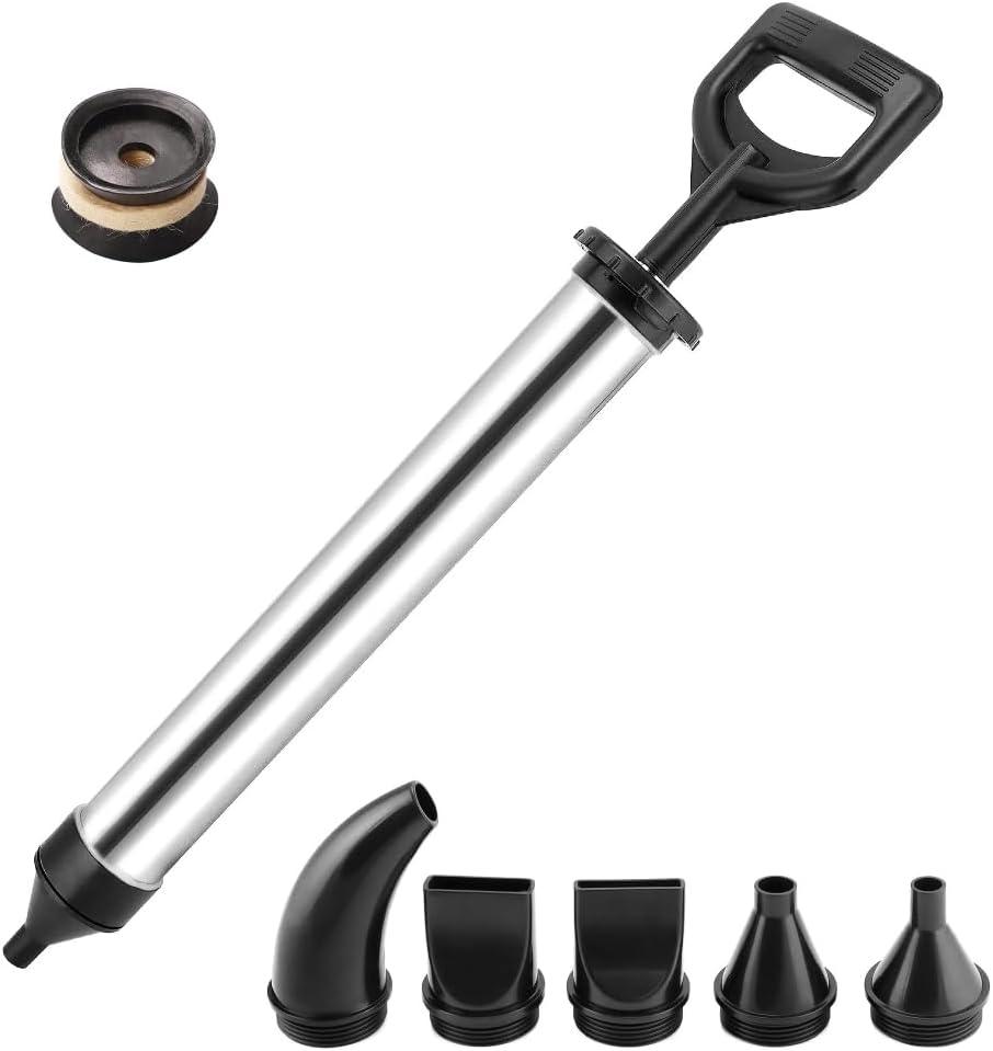 Cement Caulking Pump Thickened Stainless Steel Hand Caulk Mortar Pointing Grouting Gun Mortar Sprayer Applicator Cement Caulking Gun with 5 Nozzles (Black)
