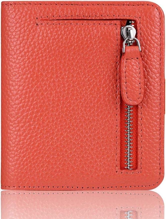 FUNTOR Small Wallets for Women, Ladies Small Compact Bifold Pocket RFID Blocking Genuine Leather Wallet for Women