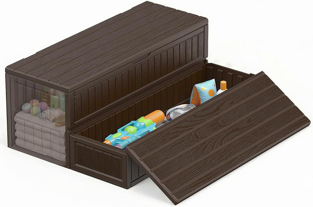 CAMMOO Hot Tub Steps with Storage, Pool Ladder, Spa Steps Outdoor, Brown