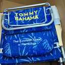 Tommy Bahama 2-Pack 5-Position Classic Lay Flat Backpack Beach Chair with Cooler and Cup Holder, Portable Folding Beach Chair for Tanning, Blue Tropical Leaves