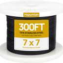 300ft 1/8" Black Cable Wire Rope T316 Stainless Steel Wire Rope Aircraft Cable Railing Hardware Deck Fence Railing System 7x7 Strands for Indoor Outdoor HW02