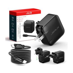 JSAUX 65W USB C Charger for Nintendo Switch 2, Powers in TV Mode, with EU/UK Plug & 6.6FT Cable, GaN PD Fast Charge for ROG Xbox Ally, Steam Deck, ROG Ally, iPhone 17, Galaxy, Tablet & Laptop – Black