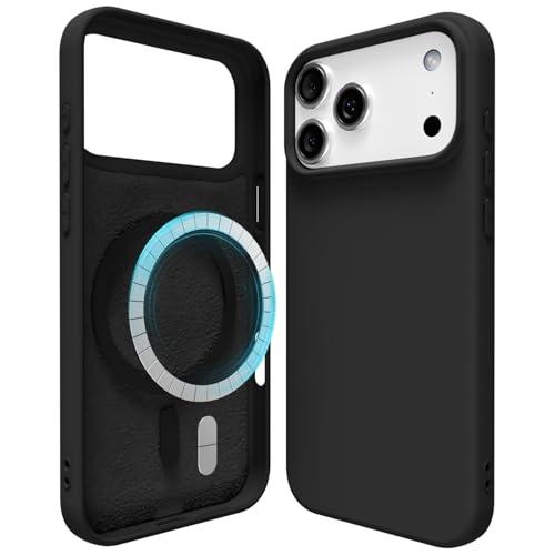 Oakxco Silicone Case for iPhone 17 Pro Max Compatible with Magsafe Magnetic Wireless Charging, Slim Thin Soft Rubber Gel with Magnet, Matte TPU Mag Cover for Women Men, Black
