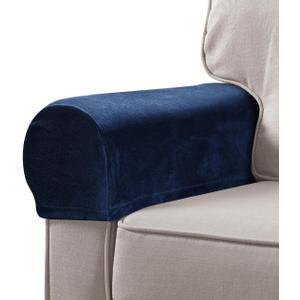 Homoyoyo 2pcs Sofa Armrest Cover Waterproof Armchair Arm Protectors Washable Stretchable Sofa Arm Covers for Recliners Sofas Chairs Living Room Couch Loveseat Navy Blue