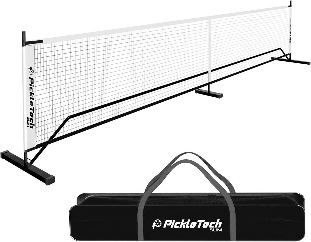 PICKLETECH 4.0 Slim Version Portable Pickleball Nets Outdoor Game 22 FT Pickleball Net-USAPA Regulation Size-Pickle Ball Net System with Carrying Bag for Driveway