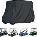2/4 Passenger Golf Cover for Yamaha EZGO Club Car, 500D Silver Coated Waterproof Durable Polyester Golf Cover, Windproof,Sunproof,Dust Proof (Black-112x48x73in)
