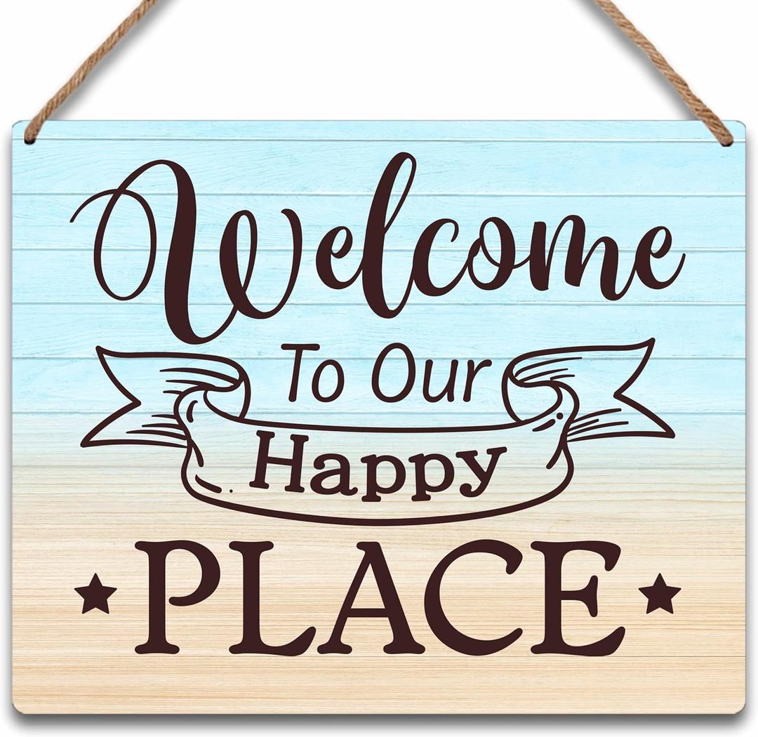 Welcome Beach Summer Wood Sign Decor, Welcome Sign for Front Door Hanging Wall Art, Coastal Beach Holiday Wall Art for Outdoor Bathroom (A24)