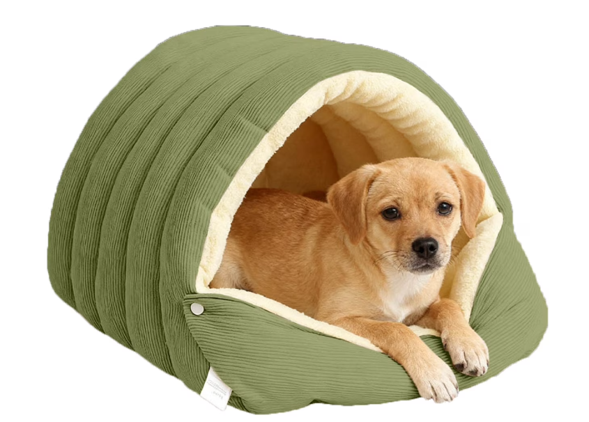 Cozy Monster Cat Bed Warm Enclosed Cat Bed Cave with Hooded Cover – Washable Cozy Plush Cats Tent for Indoor Cats & Small Dogs, Calming Winter Pet Nest(Green,L：22.4 * 14.6 * 11 in)