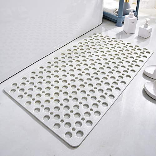 2 x Casa and Beyond Shower Mat, Bathtub Mat Non Slip with Suction Cups and Drain Holes, Easy to Clean Soft Machine Washable, Shower Mats for Inside Shower Easy Dry&Cut (White,28" x 15"(Rectangular))