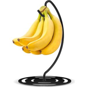 Banana Holder Stand Stainless Steel, Modern Banana Tree Hanger with Larger Base & Won't Topple Over, Banana Hanger Rack for Any Kitchen Countertop (Black)