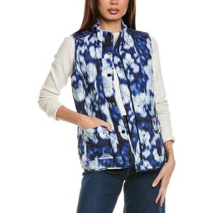 Jones New York Women's Quilted Printed Patch Pocket Vest with S (Large)