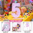 Pink Number 5 Piata with Pinata Stick & Blindfold for Kids Girls Boys 5th Birthday Party Decorations Carnival Games with Hair Claw Clip Gift (Number 5)