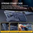 Case for Samsung Galaxy S25/S24 with 2*Screen Protector, Slide Camera Cover, Kickstand, Lanyard Strap, Dual Layer Rugged Non-Slip, Blue