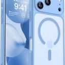 CANSHN Magnetic Compatible with iPhone 17 Pro Max Case, Upgraded [Full Camera Protection] [Compatible with Magsafe] [Translucent Matte] Shockproof Protective Phone Cover 6.9 Inch - Light Blue
