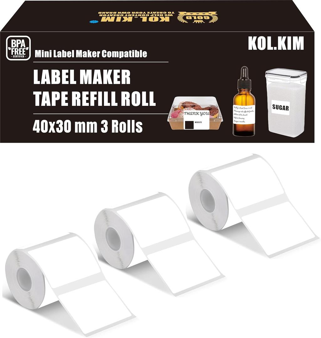 M150 Thermal Labels for Phomemo M110 M150 M220 M200 M250 M120 M221 Label Printer for Clabel 221B Labels for Phomemo M220 M100 M102 Label Maker Tape Refill 40 x 30 mm 1.57''x1.18'' White 3 Rolls