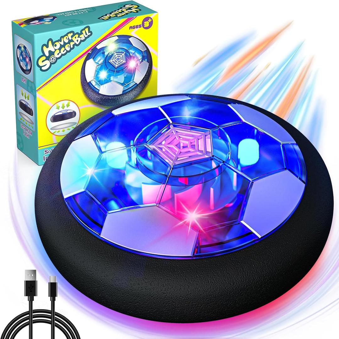 Rechargeable Hover Soccer Ball for Kids - Boy Birthday Gifts Age 6, 7, 8, 9, 10, 11, 12 Year Old, Indoor Light-Up Air Power Floating Soccer Ball Boy Toys for Kids Age 4-6, 6-8, 8-12