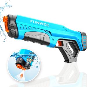 Funwee Electric Water Guns for Kids & Adults, Automatic Water Reload & Shooting Over 250 Blasts Water Blaster Squirt Guns Up to 28 FT Long Range, Summer Beach Pool Backyard Outdoor Toys (Bright Blue)