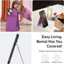 Bemal for iPhone 13 Wallet Case, Built-in Card Holder, RFID Blocking, PU Leather Kickstand, Magnetic Closure, Durable Shockproof Phone Cover for Women and Men, Violet