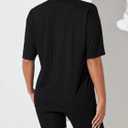 WDIRARA Women's Petite 2 Piece Outfits Ribbed Half Sleeve Tee Top and Biker Shorts Set (Black, S)