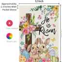 3 x CROWNED BEAUTY Easter Garden Flag He is Risen Cross Bunnies 12x18 Inch Double Sided Floral Holiday Decoration for Outdoor Lawn Yard