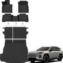 Auxko All Weather Floor Mats Cargo Mat with Backrest Mat for 2026 Toyota RAV4 Hybrid(Not for Phev)(Not for Cargo Area with subwoofer) All Season TPE Accessories Odorless Anti-Slip