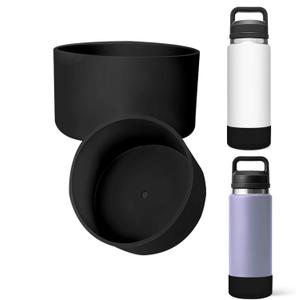2Pcs Silicone Boot for YETI Rambler 18oz 26oz Bottle, Anti-Slip Sleeve Bottom Protector Accessories for YETI Rambler 36oz, BPA Free Silicone (Black)