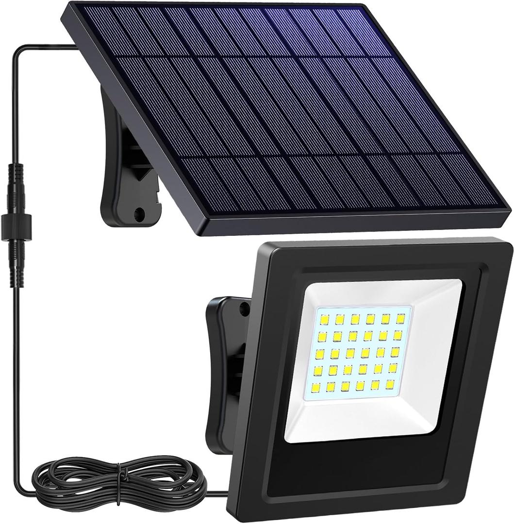 Solar Lights Outdoor 6500K Cool White Solar Flood Lights, Waterproof Dusk to Dawn Solar Powered Security Spot Lights for Porch Patio Yard Garage 1 Pack